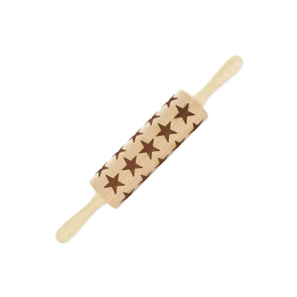 Wooden Rolling Pin with Star Pattern 40 cm