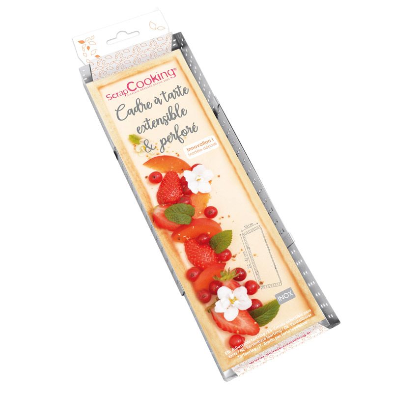 22–42 cm Adjustable Rectangular Tart Frame – Stainless Steel