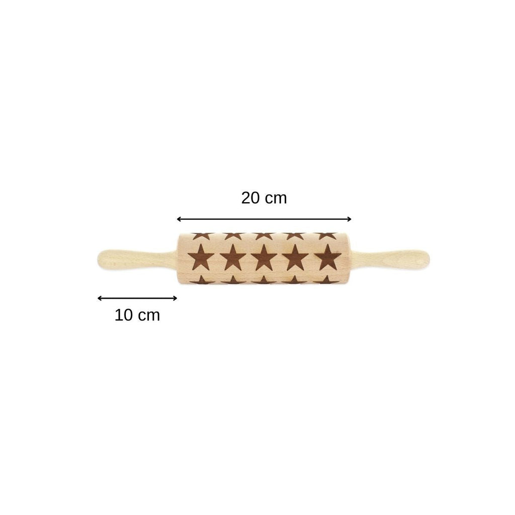 Wooden Rolling Pin with Star Pattern 40 cm