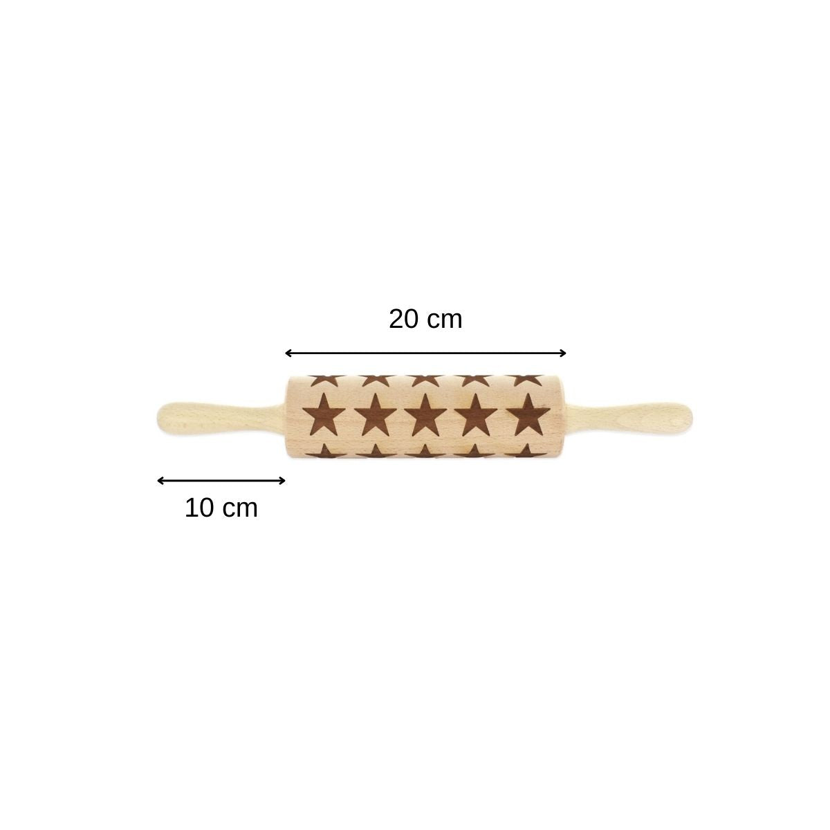 Wooden Rolling Pin with Star Pattern 40 cm