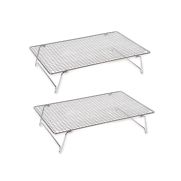 Set of 2 rectangular stainless steel racks 43x28 cm