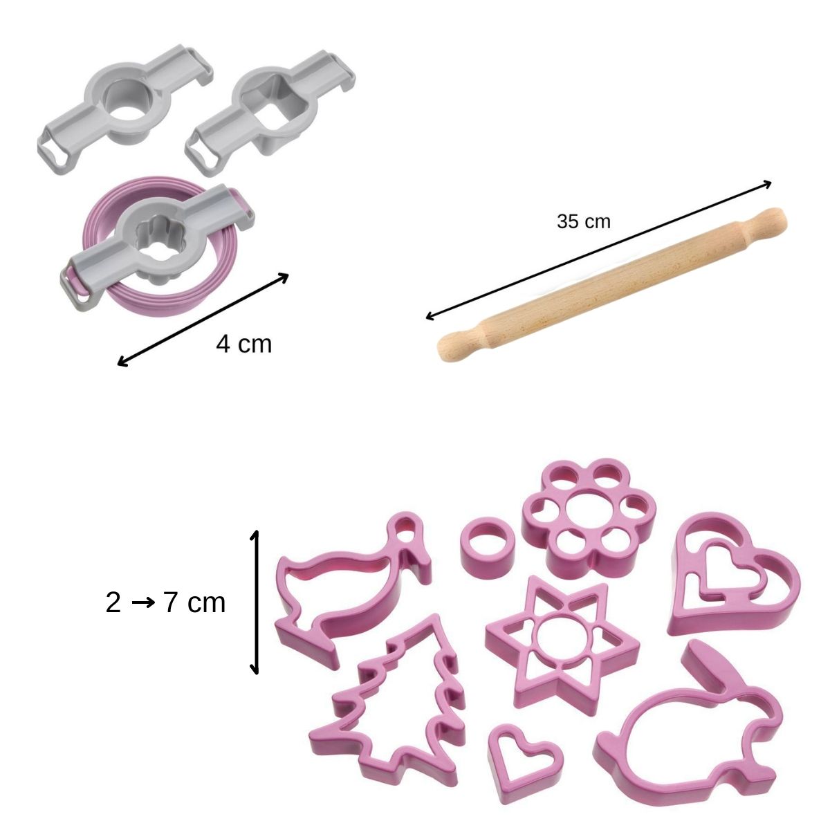 Linzer Cookie Set: Wooden Rolling Pin & Cutters