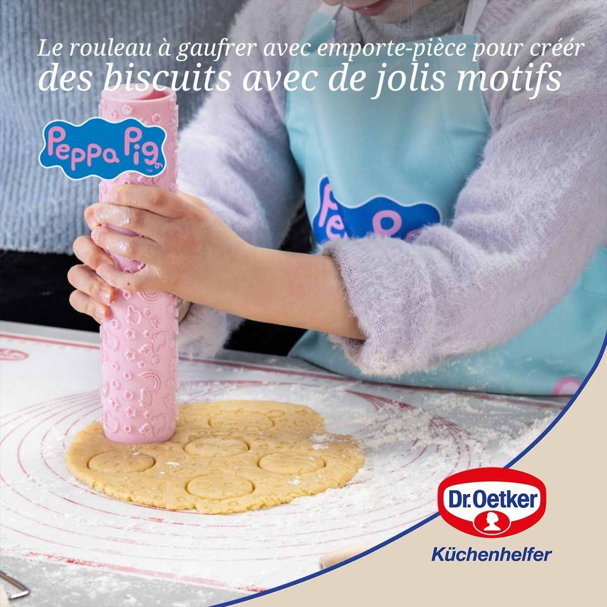 Embossed Dough Rolling Pin with Cutter – 23 cm