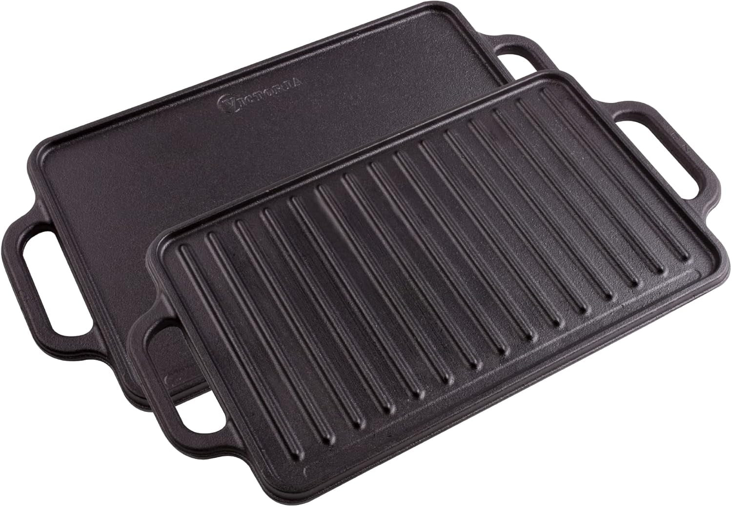 33x21 cm Cast Iron Grill Plate – Reversible & BBQ