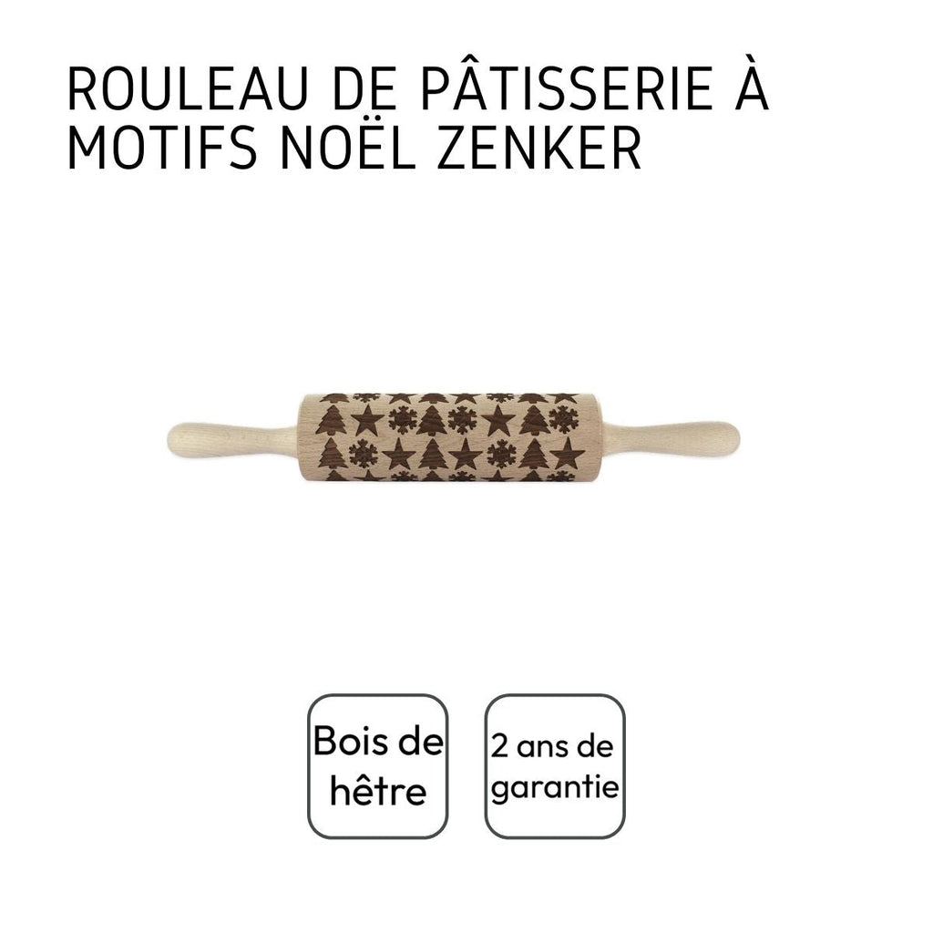 Wooden Rolling Pin Christmas Design 39 cm