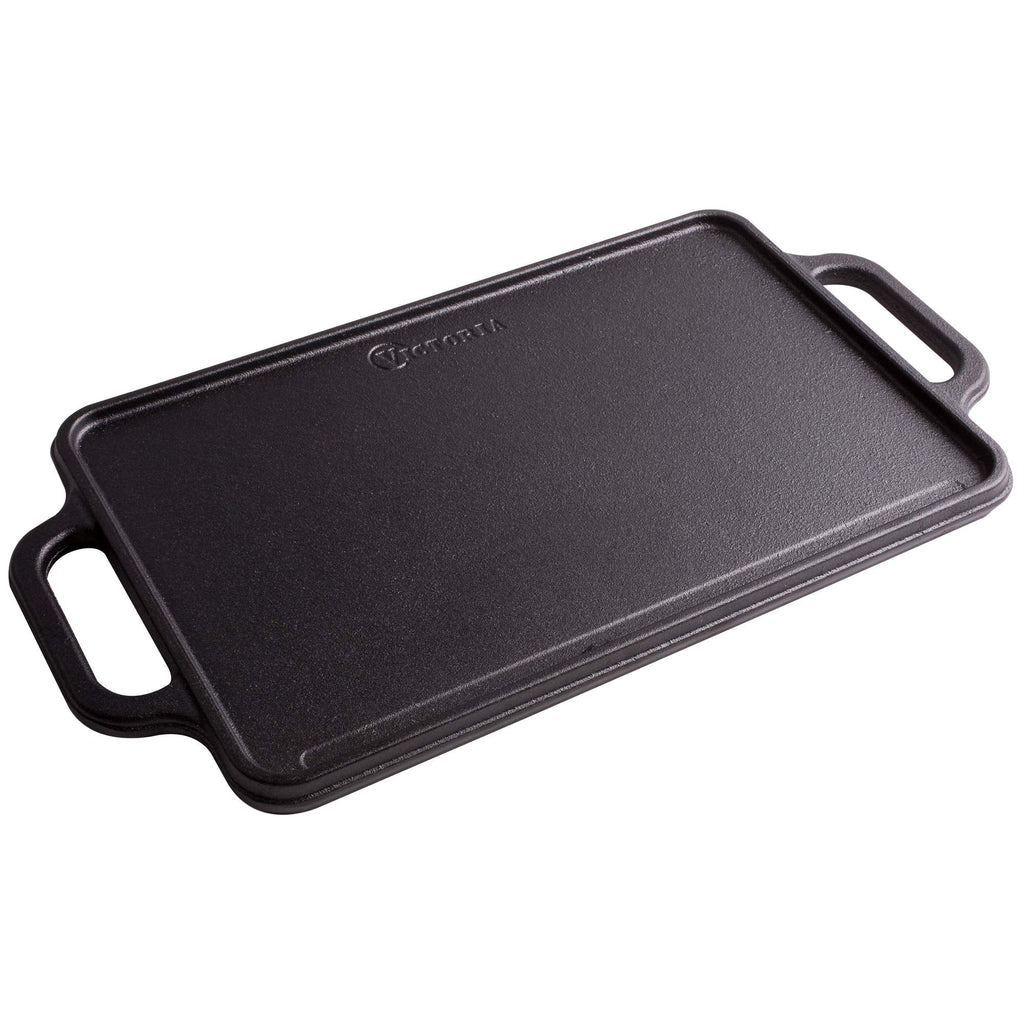33x21 cm Cast Iron Grill Plate – Reversible & BBQ