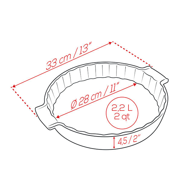 28 cm Ceramic Pie Dish – Even Baking & Heat Retention
