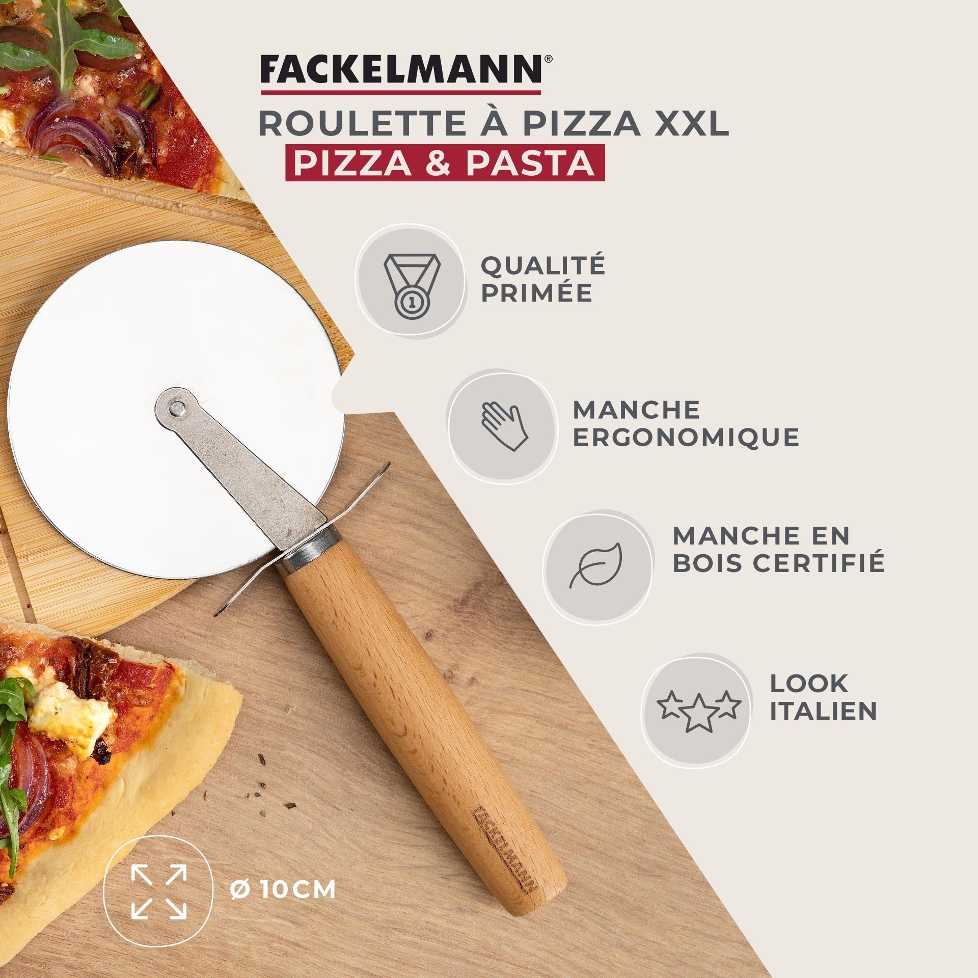 Giant Pizza Cutter with Wooden Handle 23 cm