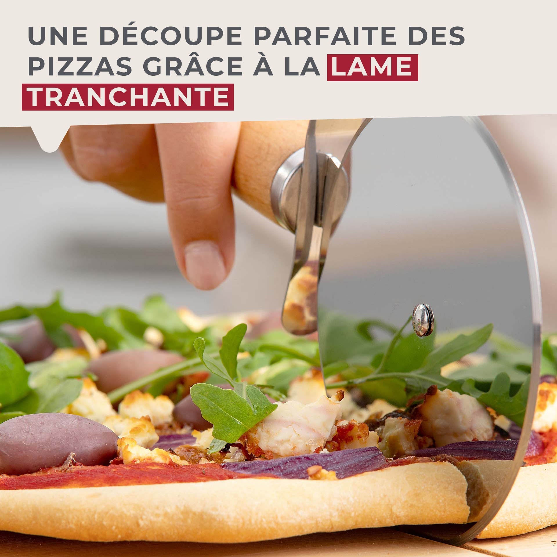 Giant Pizza Cutter with Wooden Handle 23 cm