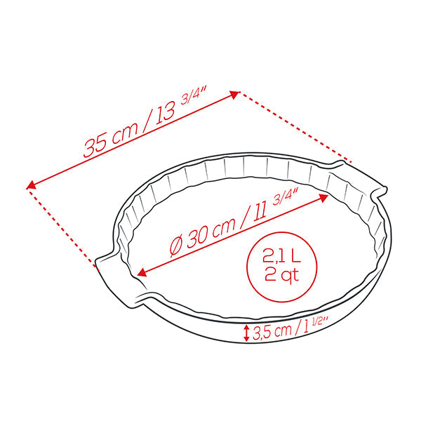 30 cm Ceramic Pie Dish – Even Baking & Practical